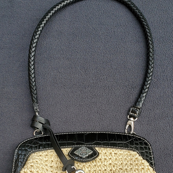 Brighton Black and Cream Woven Shoulder Bag - Picture 3 of 3